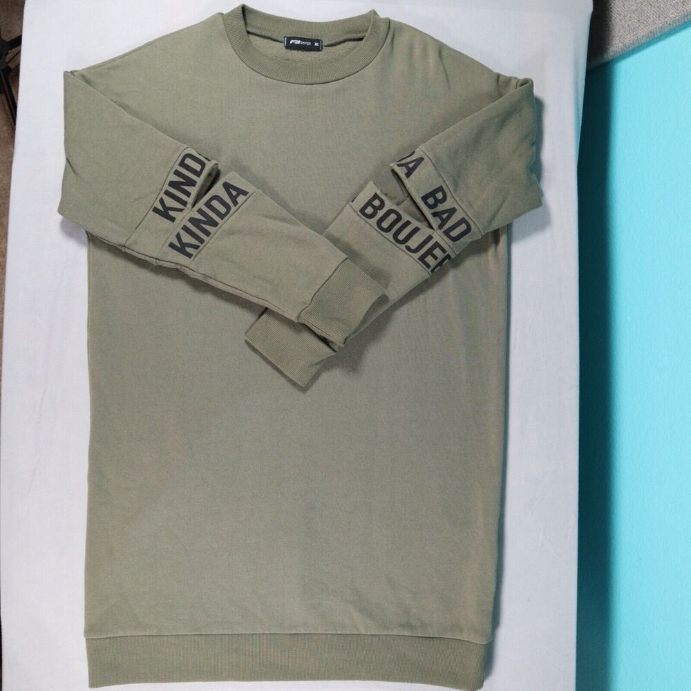 FB Sister Sweatshirt Womens Cutout Sleeves Long Length Oversize Size XL